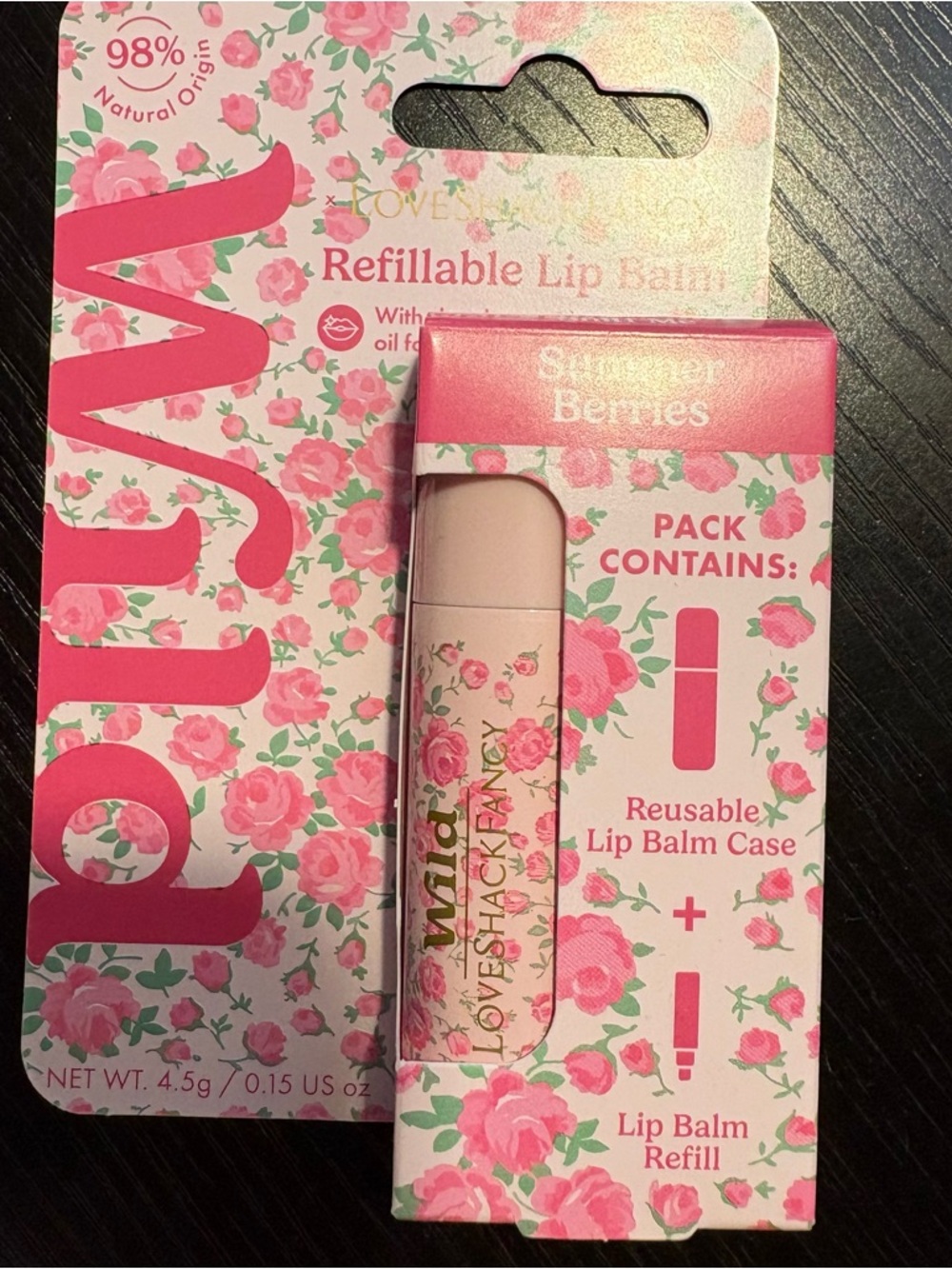 NWT WILD X LOVESHACKFANCY summer berries reusable lip balm with refill